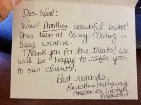 Handwritten thank you note